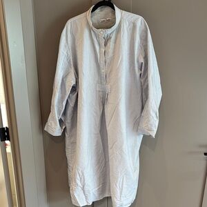 Blue and White Pajama Set with Relaxed Fit and Lightweight Fabric